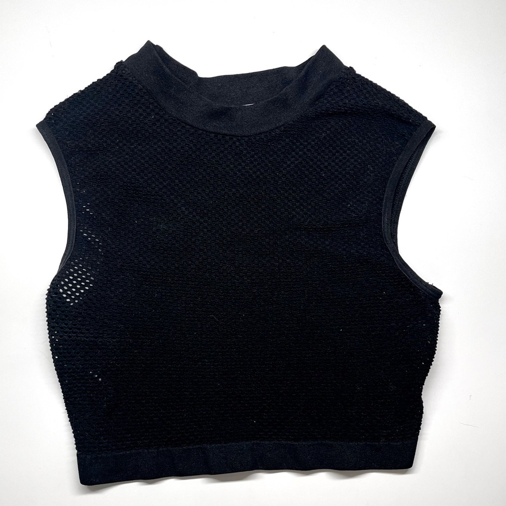 House of London Black Sleeveless Mesh Fishnet Crop Top